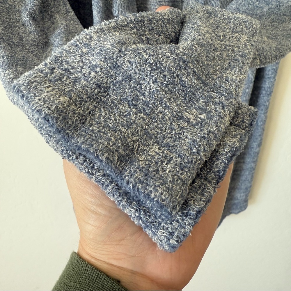 Shimera Cozy Soft Blue & White Fuzzy Open Front Hi Low Cardigan Medium - Picture 9 of 12
